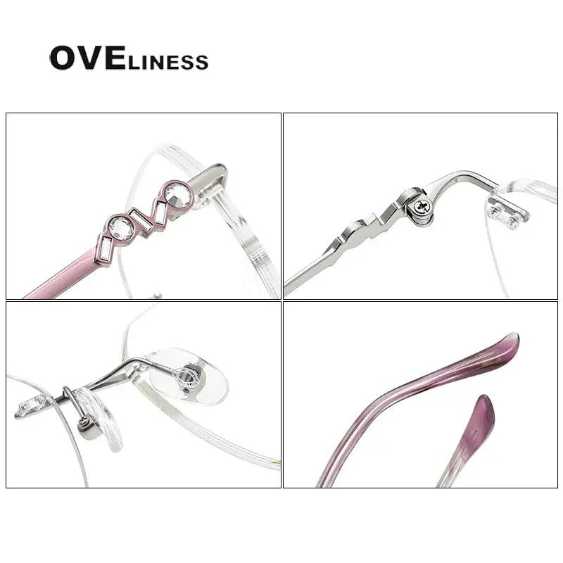 Women's Oval Rimless Titanium Flat Top Prescription Glasses 6015 — view 4 | Rx Spectacle