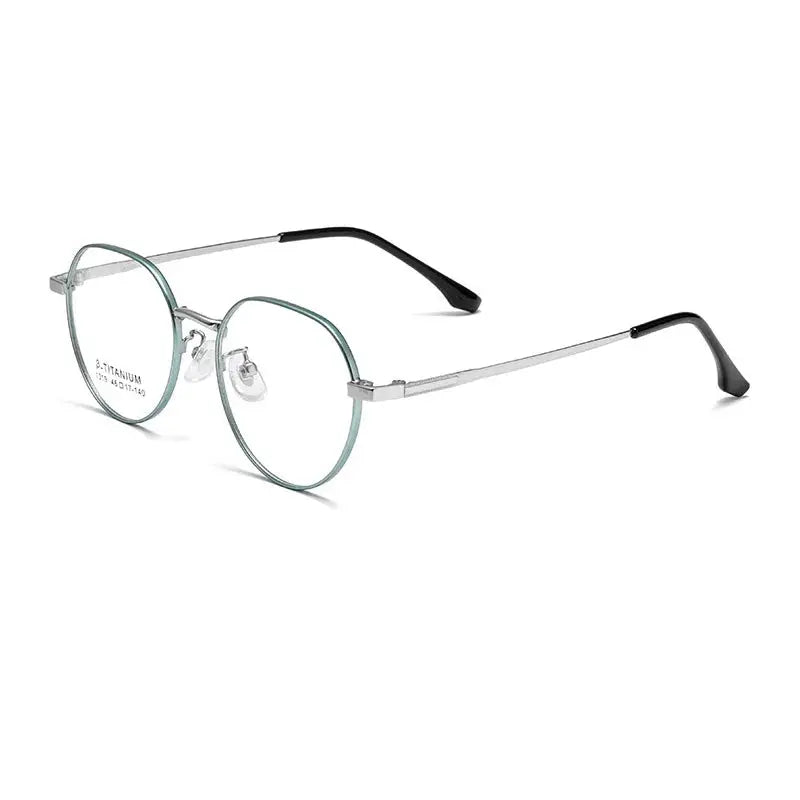 Women's Oval Full Rim Titanium Flat Top Prescription Glasses 1019 — view 5 | Rx Spectacle