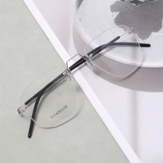 Women's Square Rimless Titanium Screwless Prescription Glasses 195132 — view 1 | Rx Spectacle