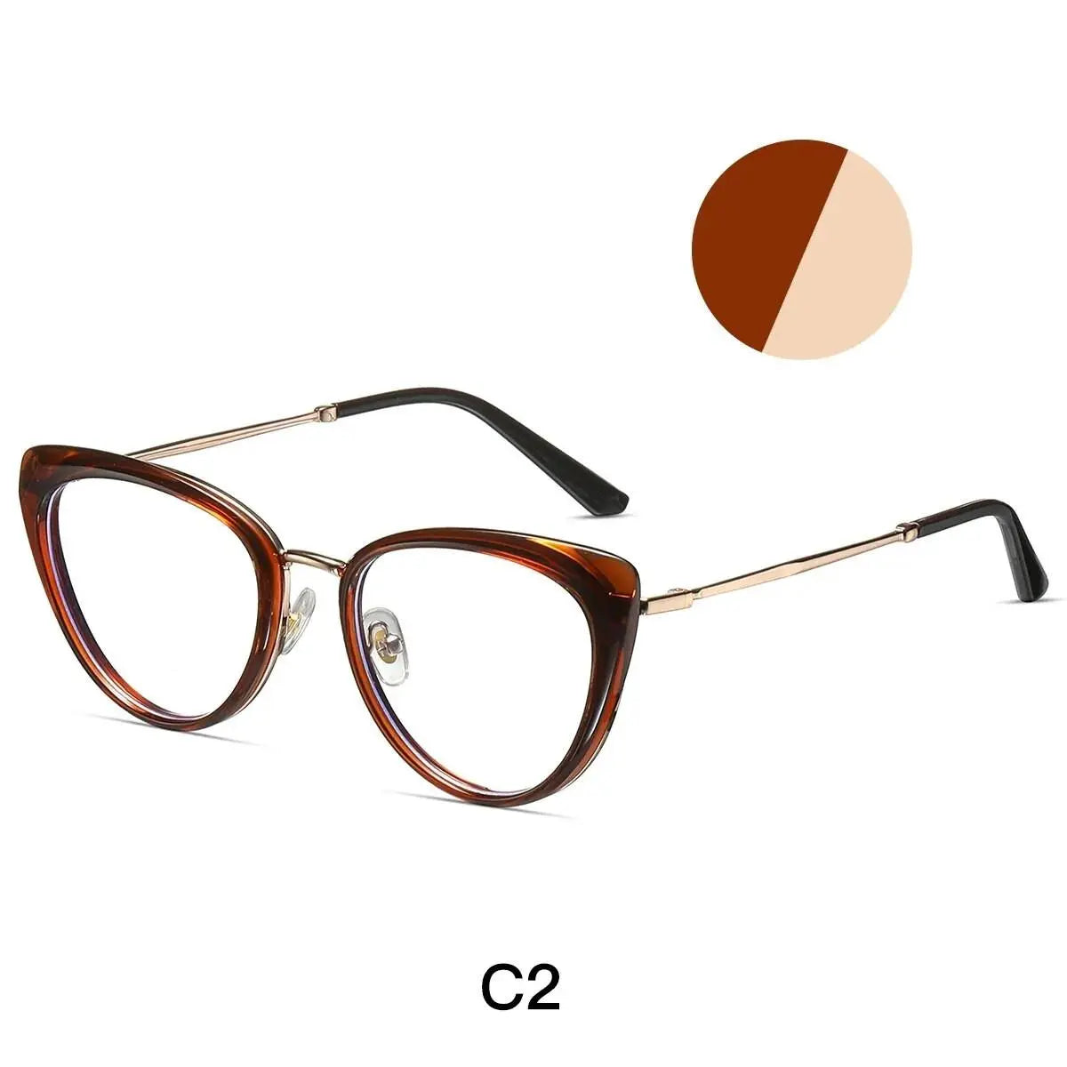Women's Cat Eye Full Rim Alloy Prescription Glasses 87007 — view 6 | Rx Spectacle