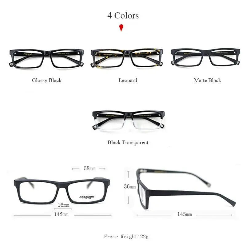 Men's Rectangular Full Rim Acetate Prescription Glasses Ps8005 — view 2 | Rx Spectacle
