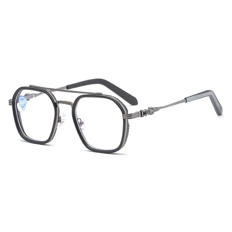 Men's Square Full Rim Titanium Double Bridge Prescription Glasses 82056 — view 7 | Rx Spectacle