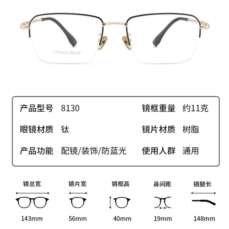 Unisex Polygon Semi-Rimless Titanium Prescription Glasses 81304 — view 2 | Rx Spectacle