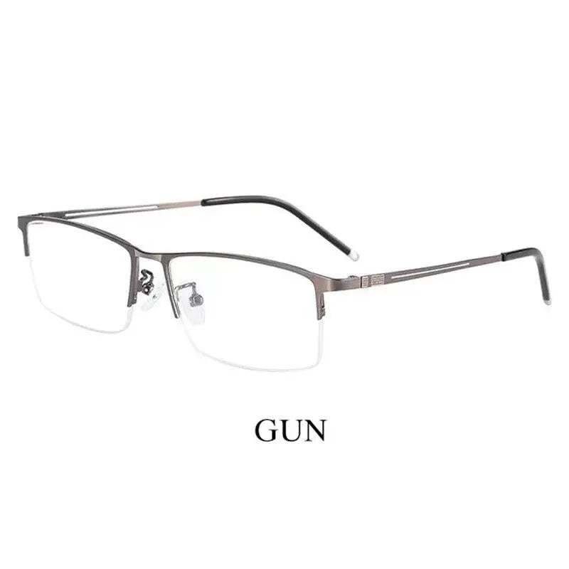 Men's Square Semi-Rimless Alloy Prescription Glasses P9031 — view 13 | Rx Spectacle