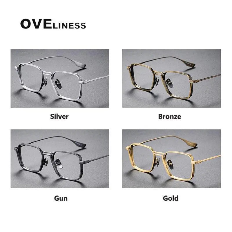 Unisex Square Full Rim Titanium Double Bridge Prescription Glasses Dlx125 — view 10 | Rx Spectacle