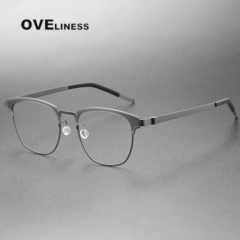Unisex Square Full Rim Titanium Prescription Glasses 9849 — view 3 | Rx Spectacle