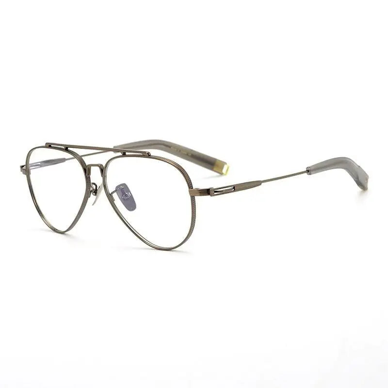 Men's Square Full Rim Titanium Double Bridge Prescription Glasses Hlsa-101 — view 10 | Rx Spectacle