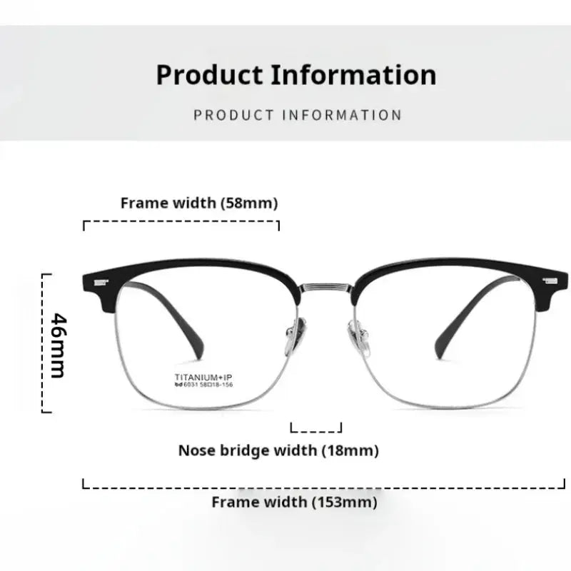 Men's Square Full Rim Titanium Oversized Prescription Glasses 726031 — view 2 | Rx Spectacle