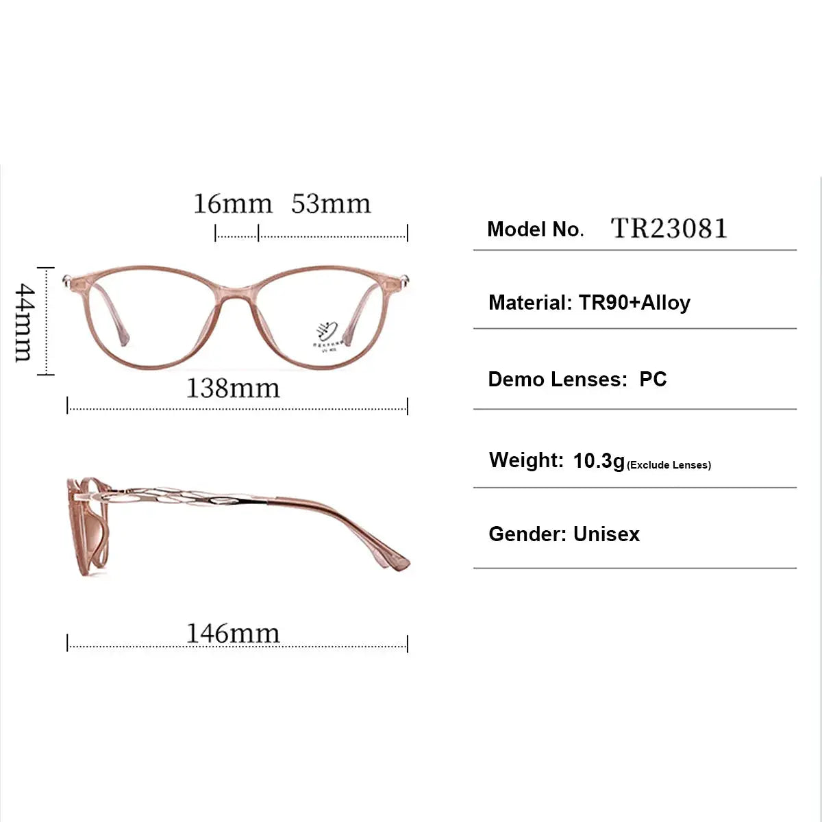 Women's Oval Full Rim TR90 Prescription Glasses 23081 — view 2 | Rx Spectacle