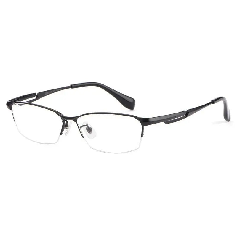 Men's Rectangular Semi-Rimless Titanium Prescription Glasses E85759 — view 8 | Rx Spectacle