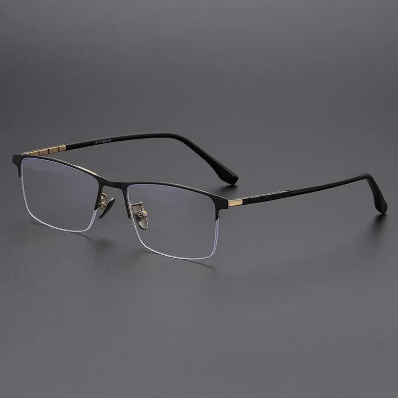 Men's Square Semi-Rimless Titanium Prescription Glasses 89187 — view 3 | Rx Spectacle
