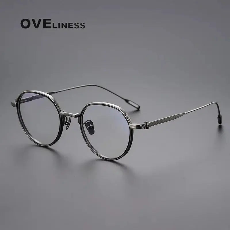 Unisex Oval Full Rim Titanium Flat Top Prescription Glasses 2261 — view 8 | Rx Spectacle