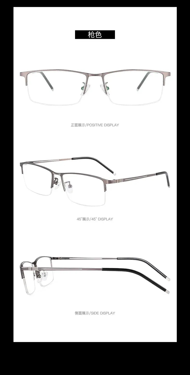 Men's Square Semi-Rimless Alloy Prescription Glasses 990070 — view 12 | Rx Spectacle