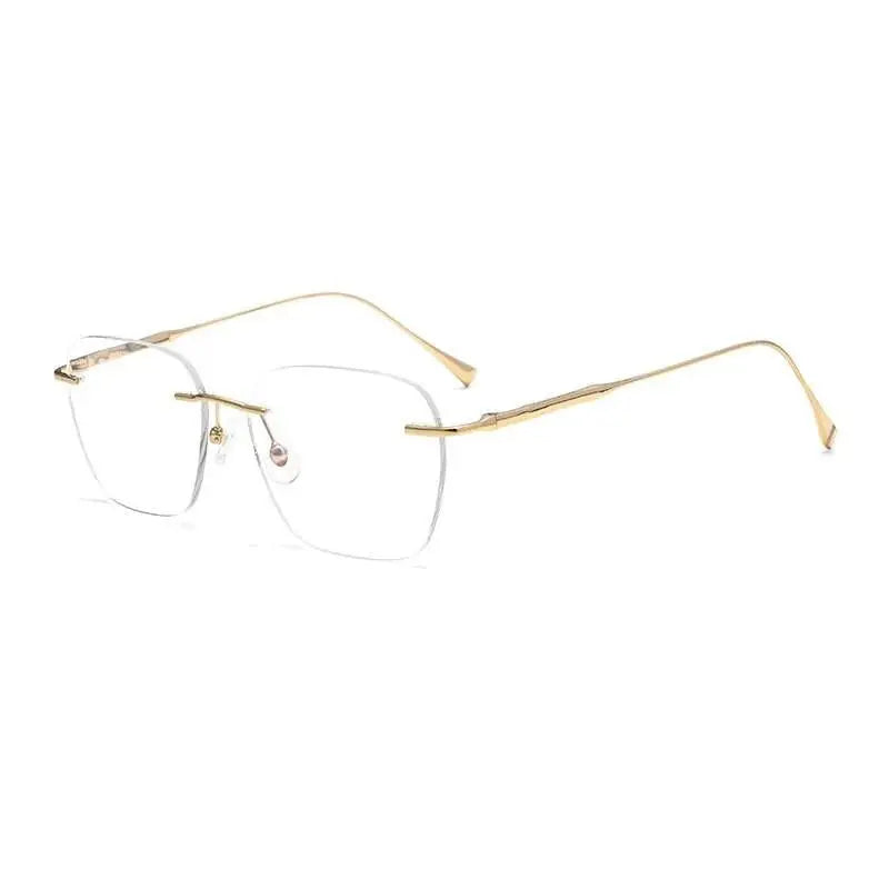 Unisex Square Rimless Titanium Prescription Glasses 1912t — view 5 | Rx Spectacle