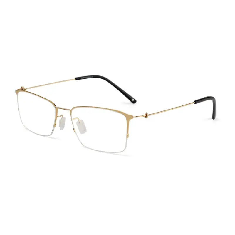 Unisex Square Semi-Rimless Titanium Screwless Prescription Glasses 68203 — view 4 | Rx Spectacle