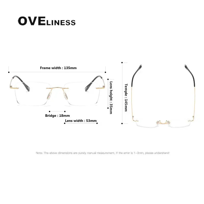 Women's Square Rimless Titanium Prescription Glasses 80965 — view 2 | Rx Spectacle