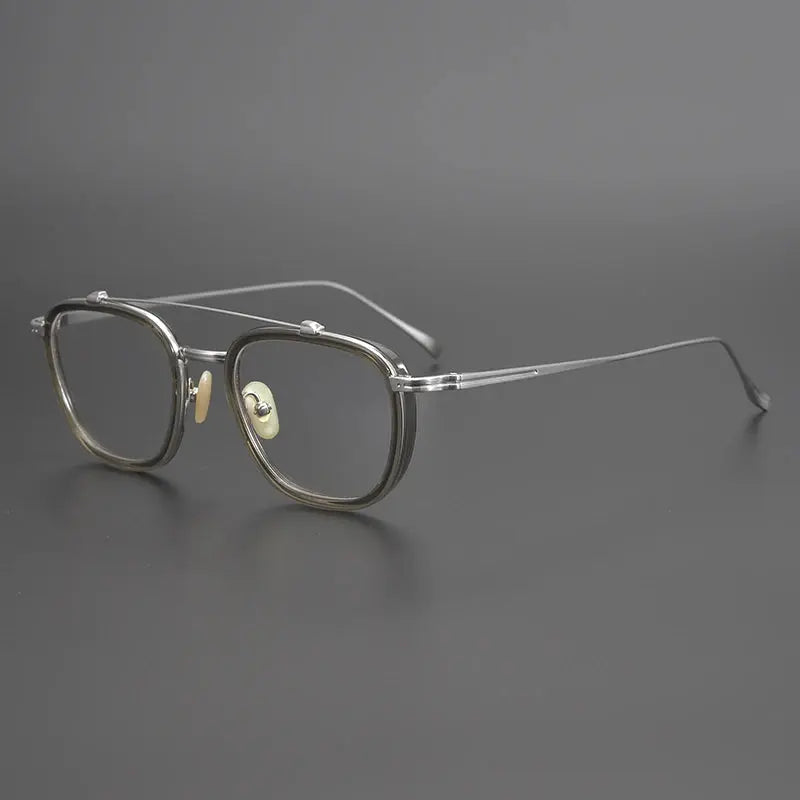 Unisex Square Full Rim Titanium Double Bridge Prescription Glasses 9025 — view 6 | Rx Spectacle