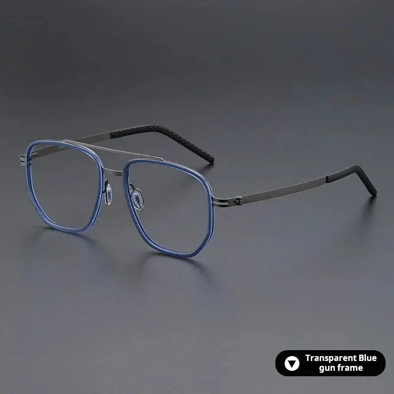 Unisex Oval Full Rim Titanium Double Bridge Prescription Glasses 698012 — view 3 | Rx Spectacle