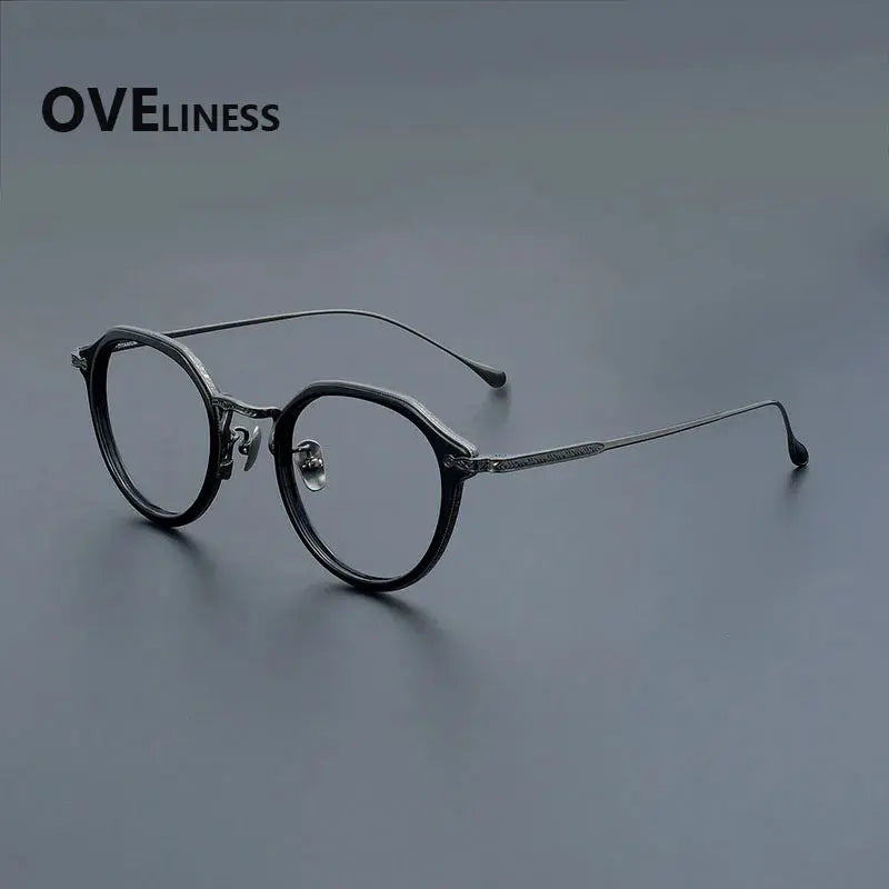 Unisex Oval Full Rim Titanium Flat Top Prescription Glasses 92209 — view 5 | Rx Spectacle