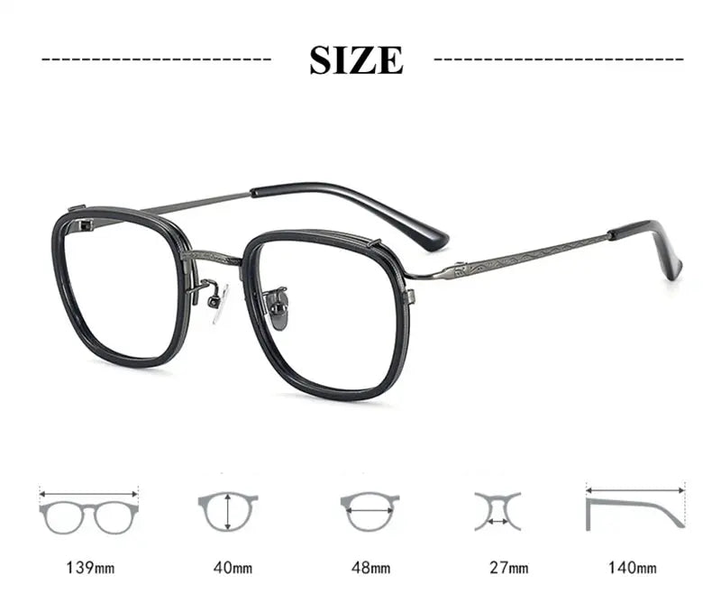 Unisex Square Full Rim Titanium Prescription Glasses 6015 — view 8 | Rx Spectacle