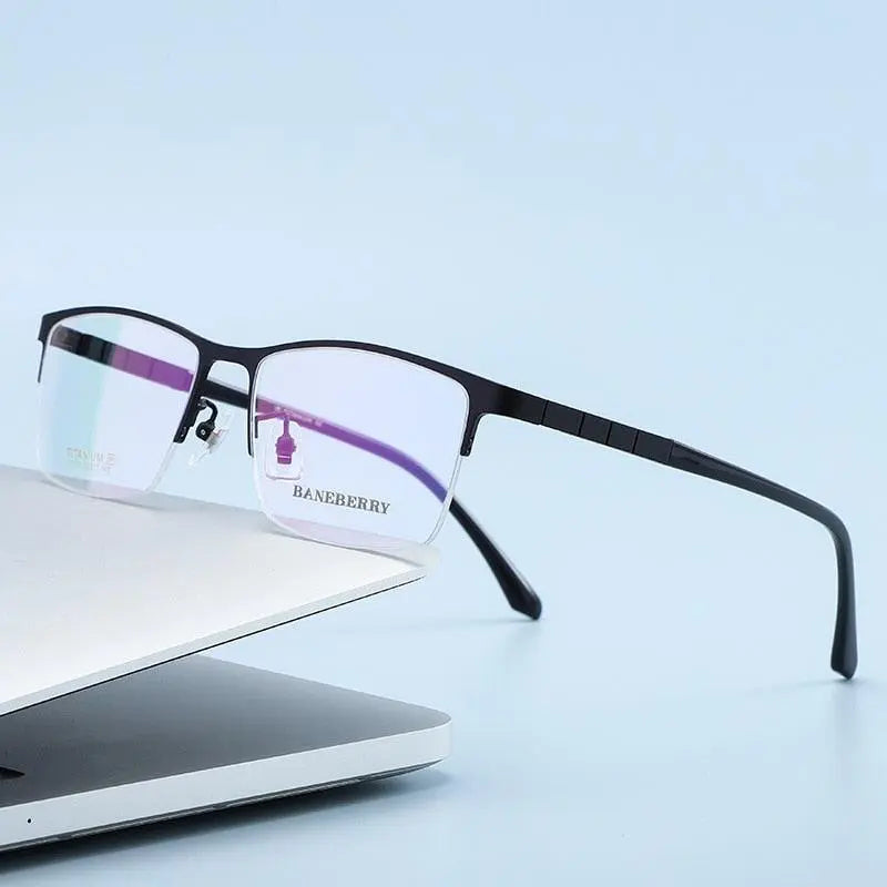 Unisex Square Semi-Rimless Titanium Prescription Glasses 71137 — view 1 | Rx Spectacle