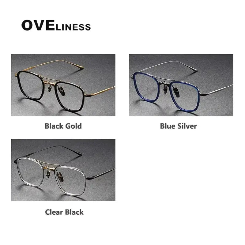 Women's Square Full Rim Titanium Double Bridge Prescription Glasses 13523 — view 6 | Rx Spectacle