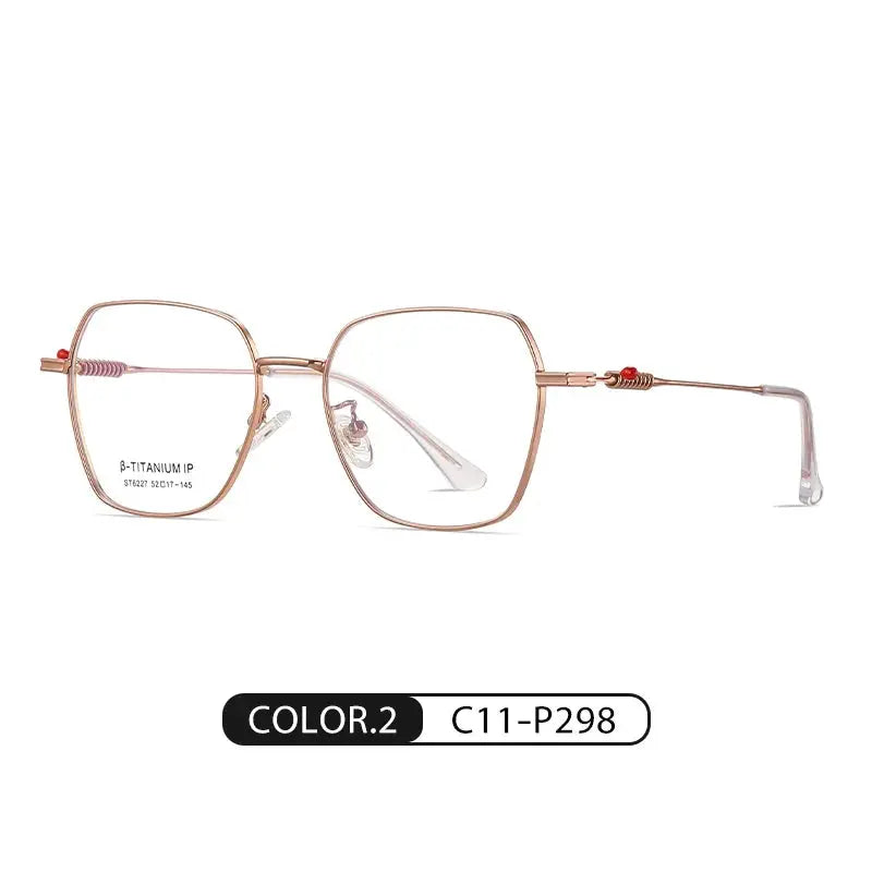 Women's Polygon Full Rim Titanium Flat Top Prescription Glasses 6227 — view 5 | Rx Spectacle