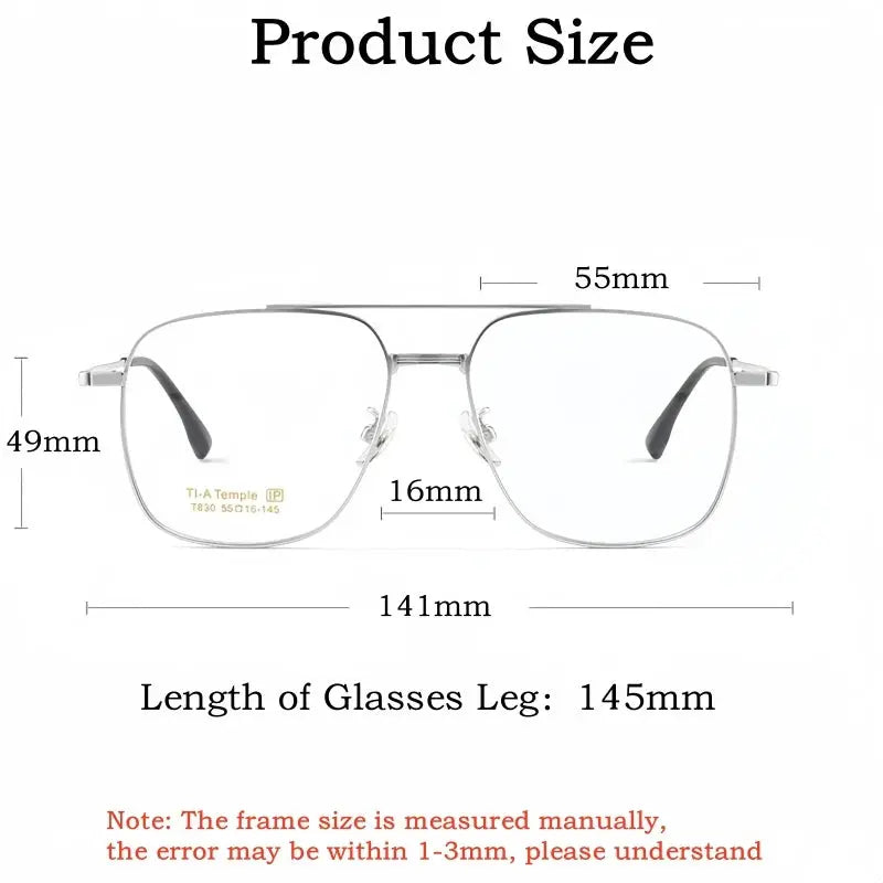 Unisex Square Full Rim Titanium Prescription Glasses 47830 — view 2 | Rx Spectacle