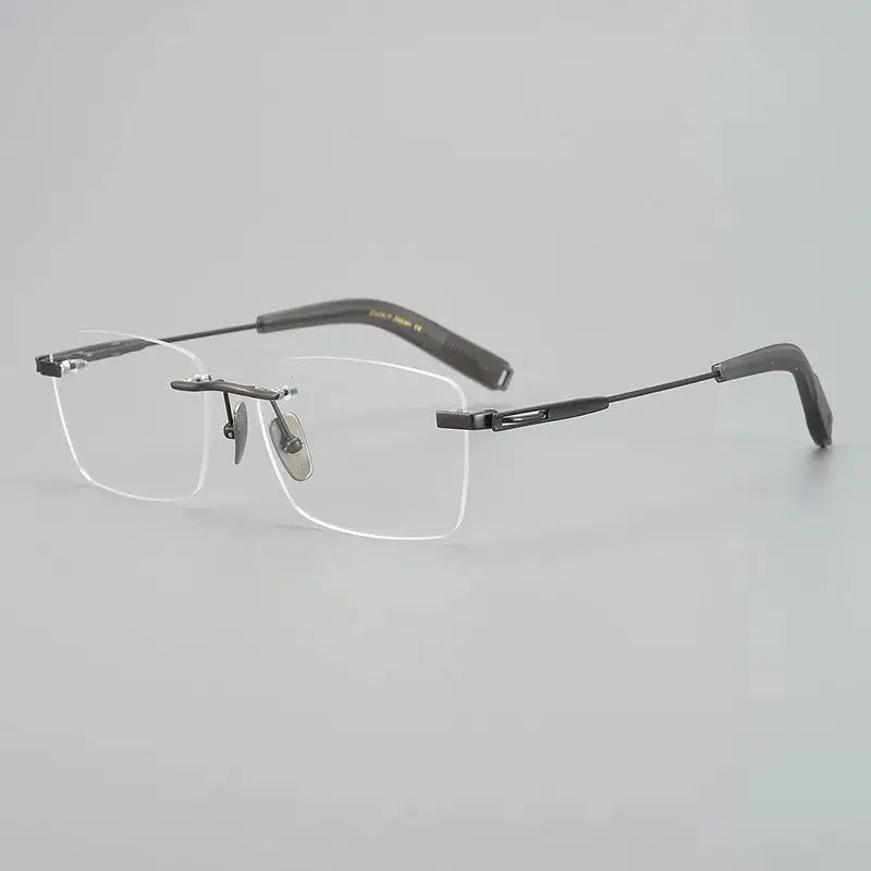 Unisex Polygon Rimless Titanium Prescription Glasses 680814 — view 3 | Rx Spectacle