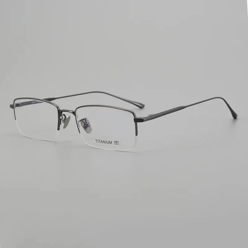 Unisex Square Semi-Rimless Titanium Prescription Glasses 195145 — view 5 | Rx Spectacle