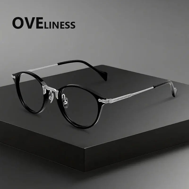 Women's Round Full Rim Titanium Prescription Glasses 926008 — view 3 | Rx Spectacle
