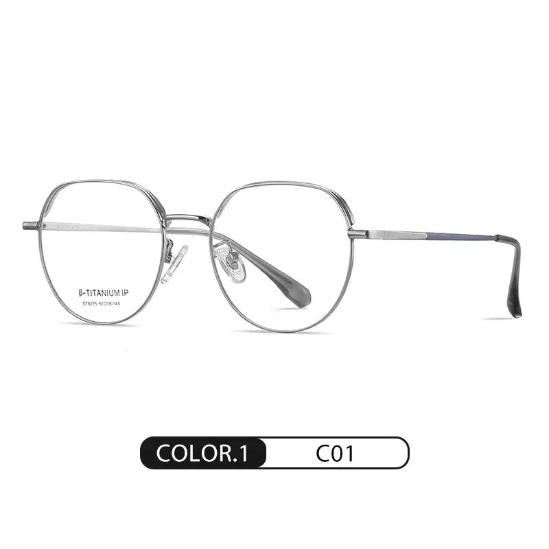 Women's Round Full Rim Titanium Flat Top Prescription Glasses 6225 — view 6 | Rx Spectacle