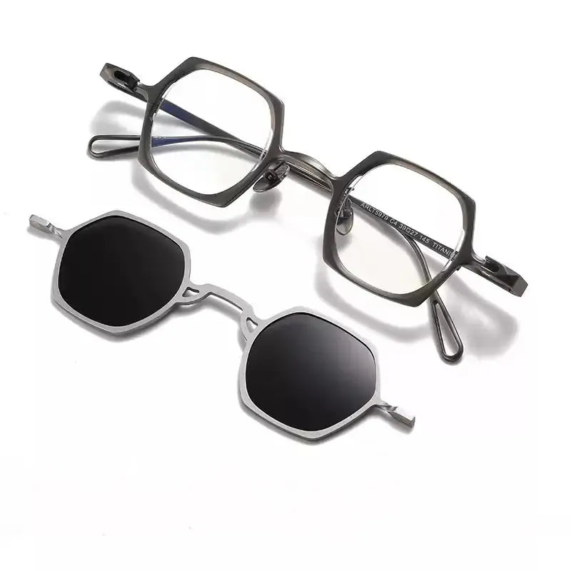 Unisex Polygon Full Rim Titanium Clip-On Prescription Glasses 45979 — view 1 | Rx Spectacle