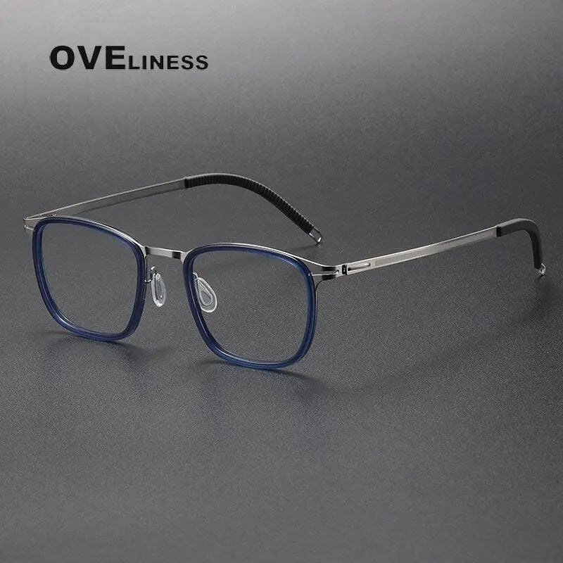 Unisex Square Full Rim Titanium Screwless Prescription Glasses 8202315 — view 7 | Rx Spectacle