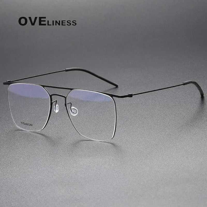 Men's Square Full Rim Titanium Double Bridge Prescription Glasses 5502 — view 6 | Rx Spectacle