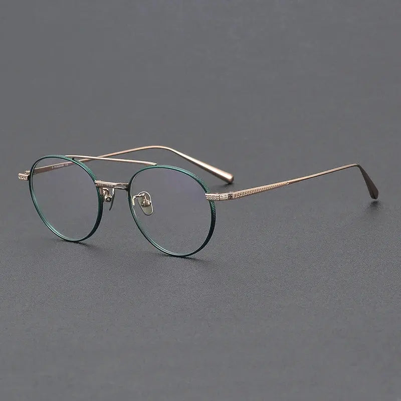 Unisex Round Full Rim Titanium Double Bridge Prescription Glasses 499020 — view 1 | Rx Spectacle