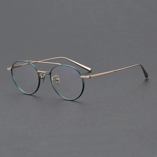 Unisex Round Full Rim Titanium Double Bridge Prescription Glasses 499020 — view 1 | Rx Spectacle