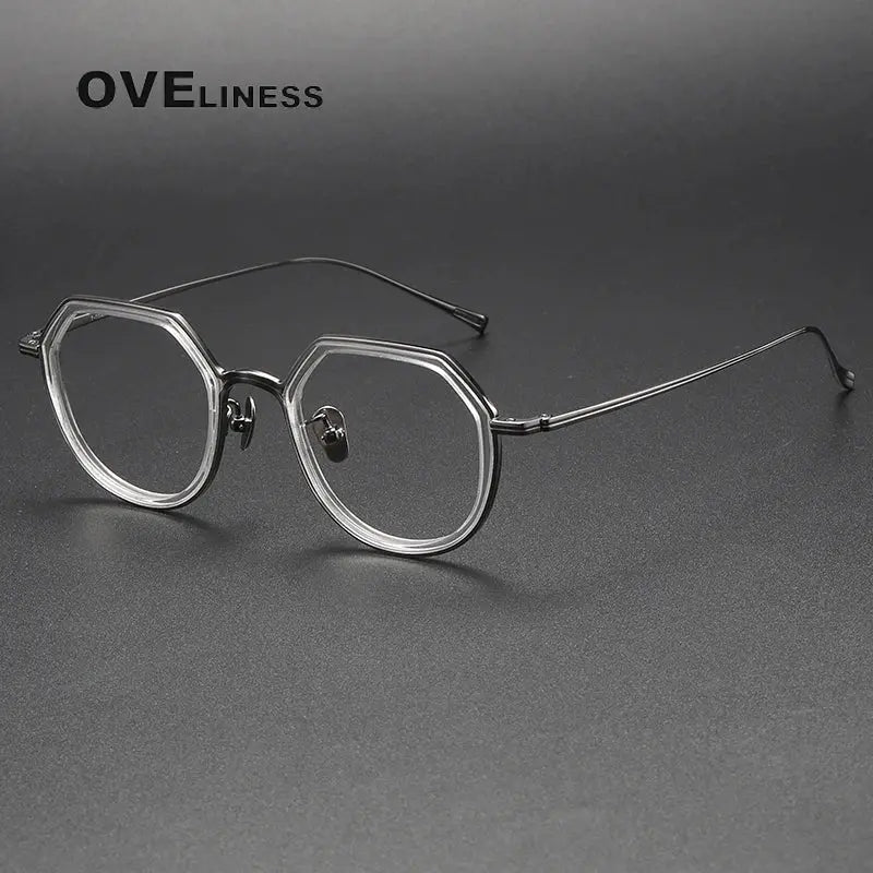 Unisex Polygon Full Rim Titanium Prescription Glasses U136 — view 7 | Rx Spectacle