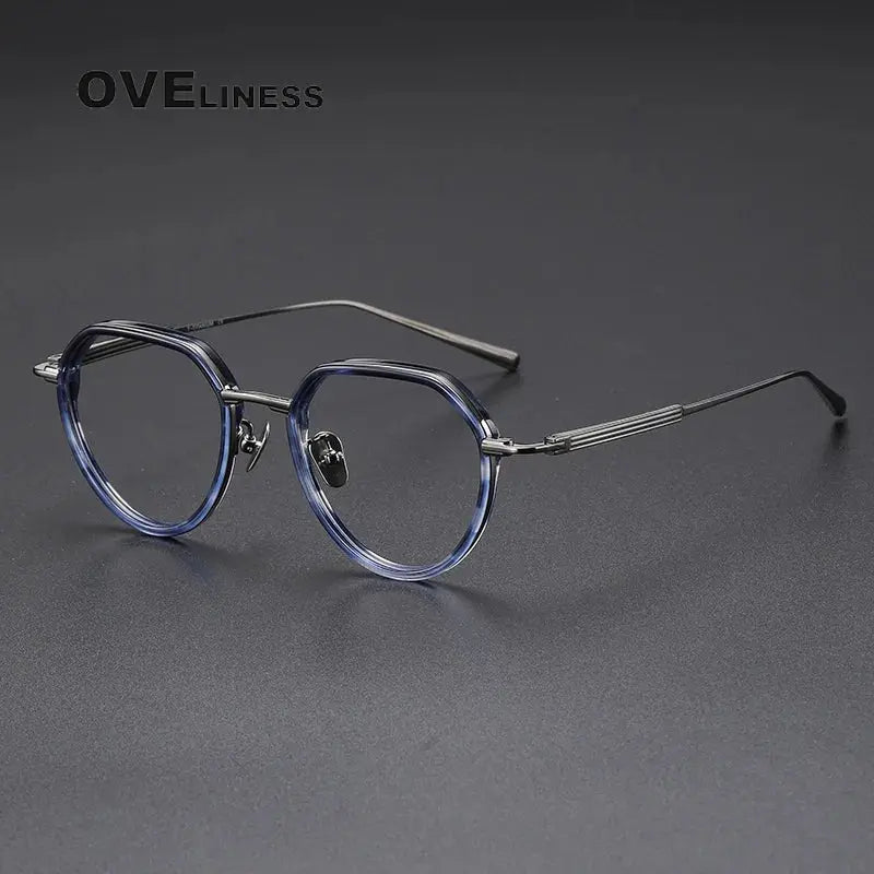 Unisex Round Full Rim Titanium Flat Top Prescription Glasses O6701 — view 8 | Rx Spectacle