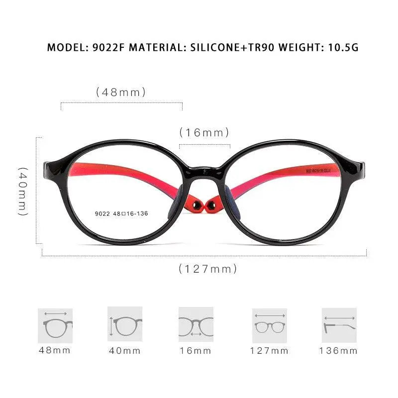 Unisex Round Full Rim TR90 Prescription Glasses 9022et — view 13 | Rx Spectacle