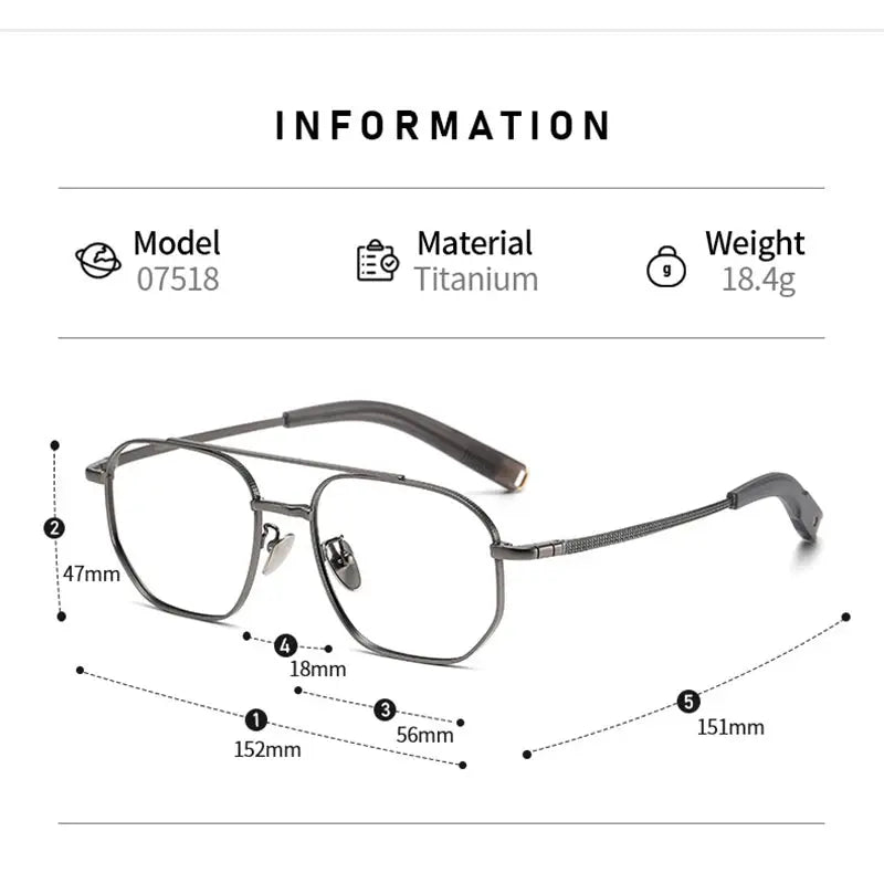 Unisex Square Full Rim Titanium Prescription Glasses 607518 — view 2 | Rx Spectacle
