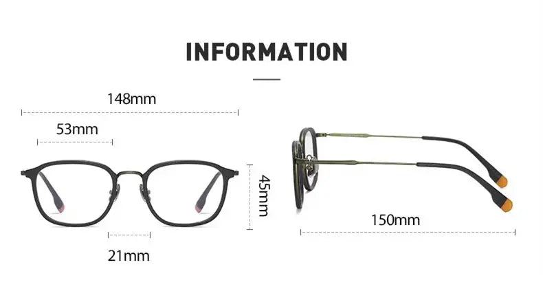 Men's Square Full Rim Titanium Prescription Glasses 366808 — view 2 | Rx Spectacle