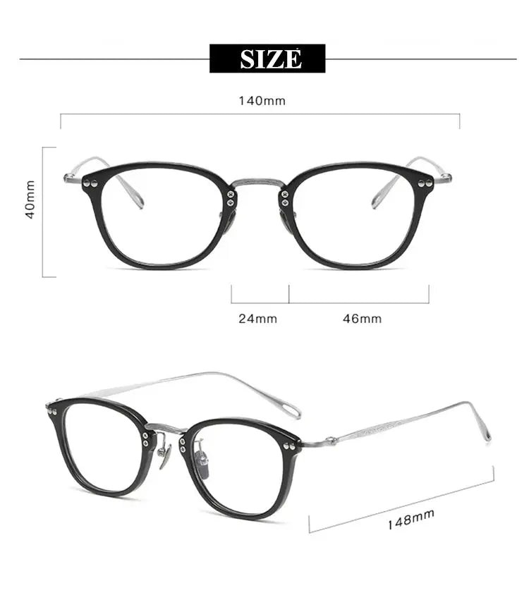 Unisex Square Full Rim Titanium Prescription Glasses 65955 — view 2 | Rx Spectacle