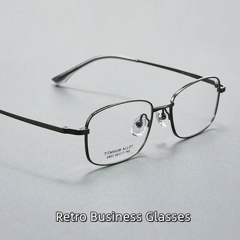 Unisex Square Full Rim Titanium Prescription Glasses 6052 — view 2 | Rx Spectacle