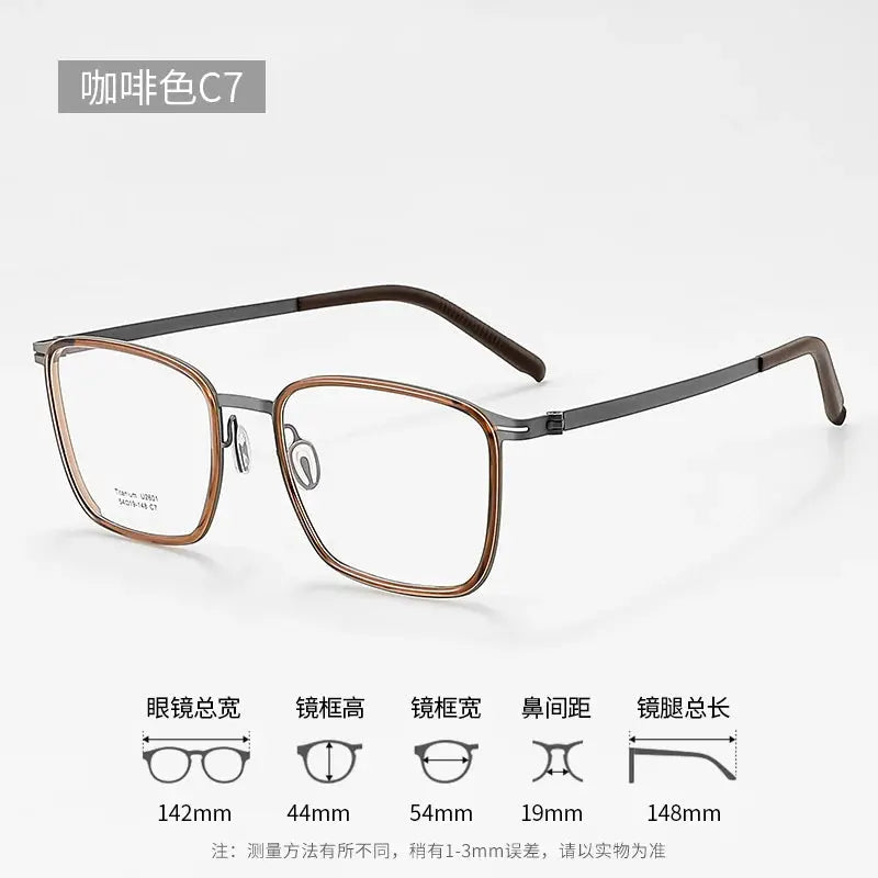 Unisex Square Full Rim Titanium Prescription Glasses J2601 — view 9 | Rx Spectacle
