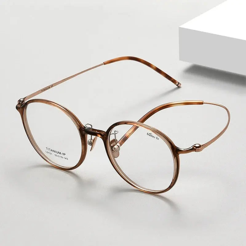 Women's Round Full Rim Titanium Prescription Glasses 9101 — view 2 | Rx Spectacle