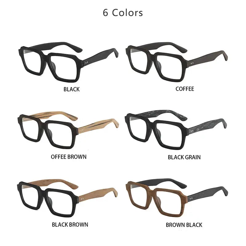 Men's Square Full Rim Wood Prescription Glasses 8184 — view 4 | Rx Spectacle