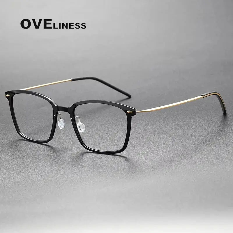 Unisex Square Full Rim Titanium Prescription Glasses 6536 — view 6 | Rx Spectacle