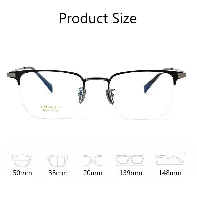 Unisex Square Semi-Rimless Titanium Prescription Glasses 26014 — view 2 | Rx Spectacle