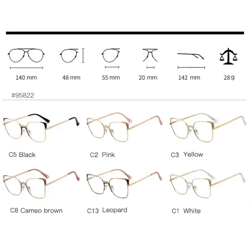 Women's Cat Eye Full Rim Alloy Prescription Glasses 195822 — view 3 | Rx Spectacle